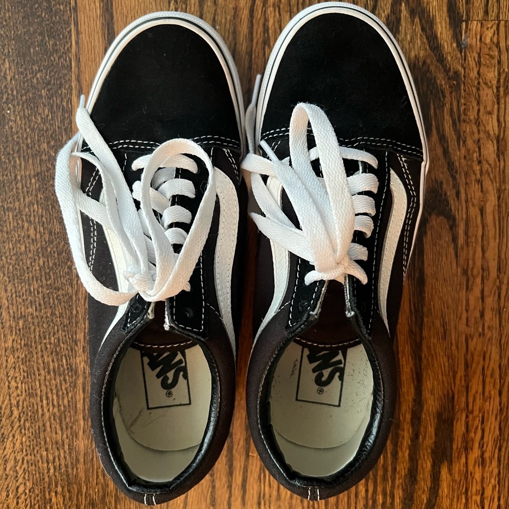 Vans Old Skool Black and White Lace-Up Sneakers, Size 6.5